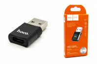 Переходник Hoco UA17 Type-C (м) - USB (п) 3см черный