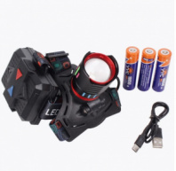 Фонарь налобный (S1329) Zoom 1светодиод + PowerBank 3*18650 аккумулятор+зарядка Type-C