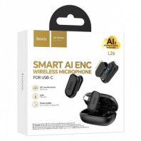 Микрофон Hoco L26 беспроводной петличный 2шт Type-C Smart, черный