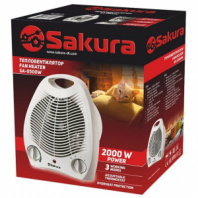 Тепловентилятор Sakura SA-0500W, 2000Вт, 3 режима работы, спиральный нагрев. элемент, белый