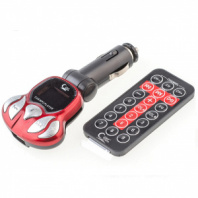 FM модулятор (FM-A27) слоты TF Micro SD/2USB/AUX, пульт (цвет чёрно-красный, в коробочке)