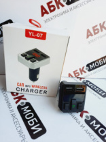 FM модулятор (YL-07) слоты TF Micro SD/USB/USB 2.1A, Bluetooth с системой управления телеф. без рук