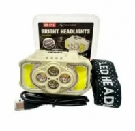 Фонарь налобный HX-815 S1335 2XPE+SMD+COB 18650 аккумулятор+зарядка Type-C (красный цвет)