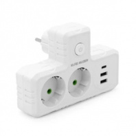 Разветвитель сетевой F303 2 розетки/2USB/Type-C 10A 2500W, белый