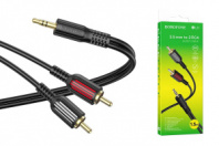 Аудиокабель Borofone BL11 Jack 3.5 mm - 2RCA 1,5 м, черный
