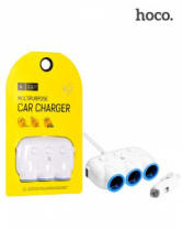 Разветвитель прикуривателя Hoco C1 3 гнезда +2USB вход (12/24В) 3100mAh со шнуром белый