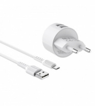 Сетевое з/у Borofone BA23A Brilliant 2USB 2.4A + Micro (белый)