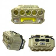 Фонарь налобный HX-817 S1337 COB 18650 аккумулятор+зарядка Type-C (стробоскопы синий + красный цвет)