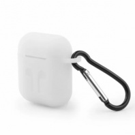 Бокс для наушников AirPods резиновый с карабином (цвет прозрачный, в упаковке)