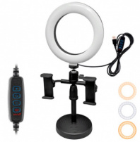 Кольцевая лампа для фото Live Light Holder WS-868 16см, штатив металический 34см+ 2 держателя