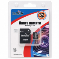 Карта памяти DeTech 32GB microSDHC с адаптером SD