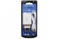 Сетевое з/у Borofone BA21A QC3.0 1USB + Micro (белый) 6V-3.0A/9V-2.0A/12V-1.5A