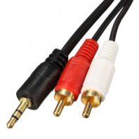 Кабель аудио 3,5Дж(3pin)-2RCA 1,5 м (шт/шт) в пакете, про-во Китай
