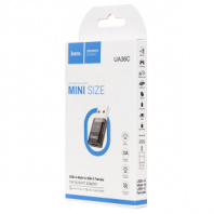 Переходник Hoco UA36C USB-Type-C (m) 3см черный